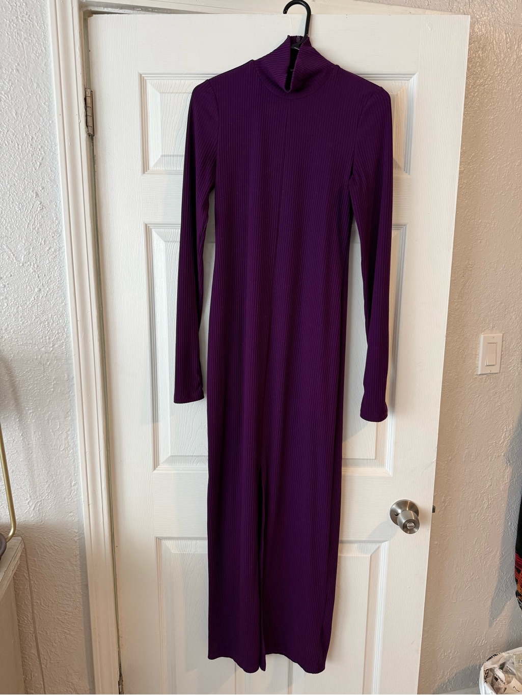 Inc International Concepts Ribbed Mock Neck Long Sleeve Maxi Dress In Purple